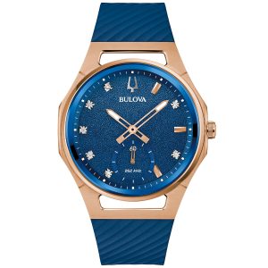 Reloj Bulova Mujer Curv. Silicona Azul 97P174