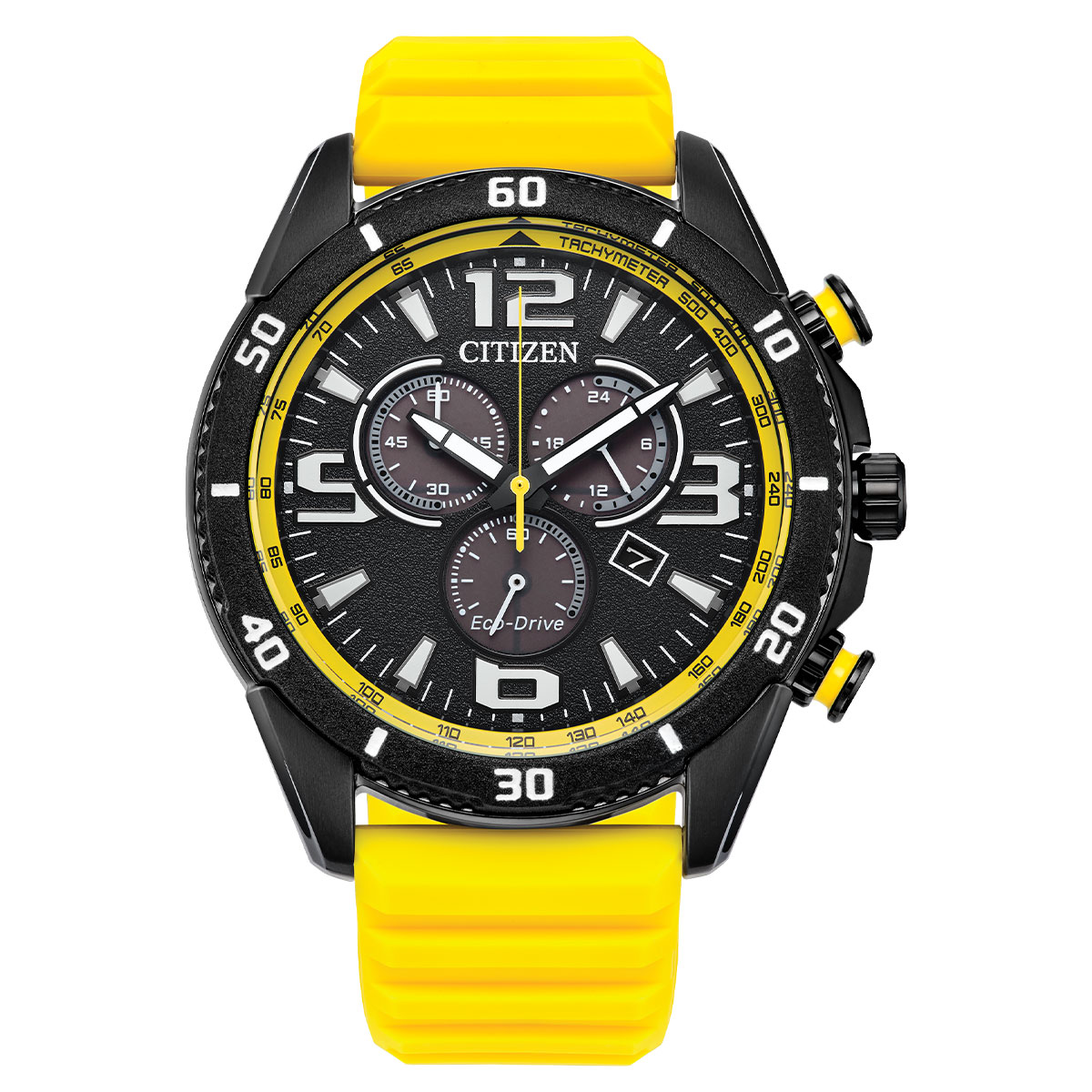 Reloj Citizen Hombre Eco-Drive. Silicona Amarillo AT2585-08E