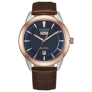 Reloj Citizen Hombre Classic Rolan. Cuero Café AW0096-06L
