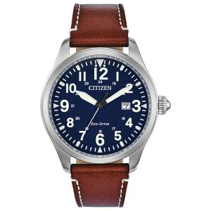 Reloj Citizen Hombre Garrison. Cuero Café BM6838-17L