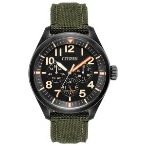 Reloj Citizen Hombre Garrison. Textil Verde BU2055-16E