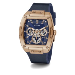 Reloj Guess Hombre Phoenix. Silicona-Cuero Azul GW0202G4