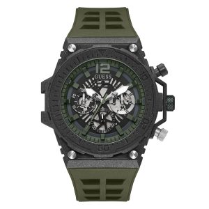Reloj Guess Hombre Exposure. Silicona Verde GW0325G2