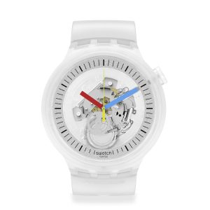Reloj Swatch Unisex Clearly Bold. Silicona Transparente SB01K100