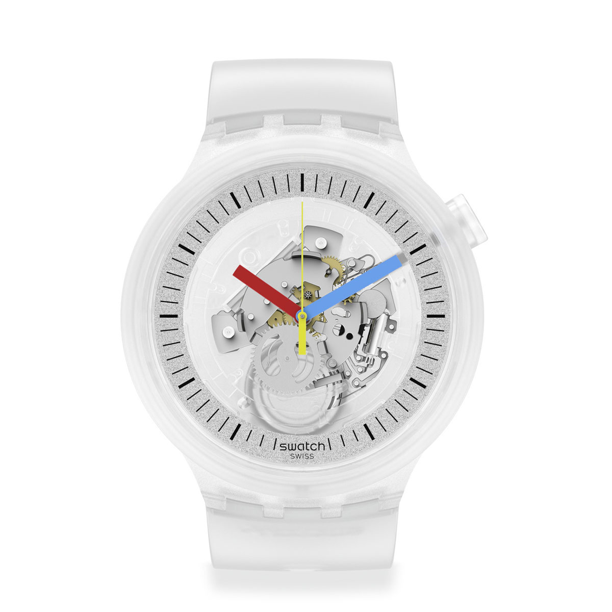 Reloj Swatch Unisex Clearly Bold. Silicona Transparente SB01K100
