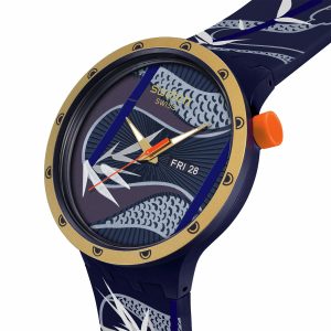 Reloj Swatch Unisex Blue And Golden Lithe Dancer. Silicona Azul SB05Z700