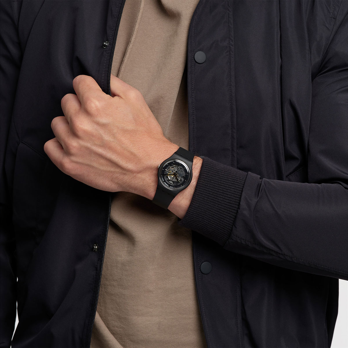 Reloj Swatch Unisex Silver Glam. Plástico Negro SO29B109 - Imagen 4