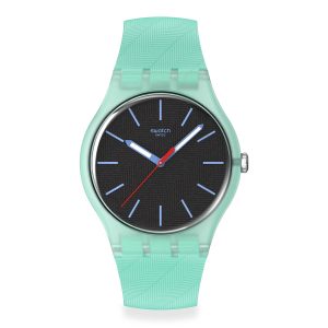Reloj Swatch Unisex Hint of Mint. Silicona Verde SO29L103