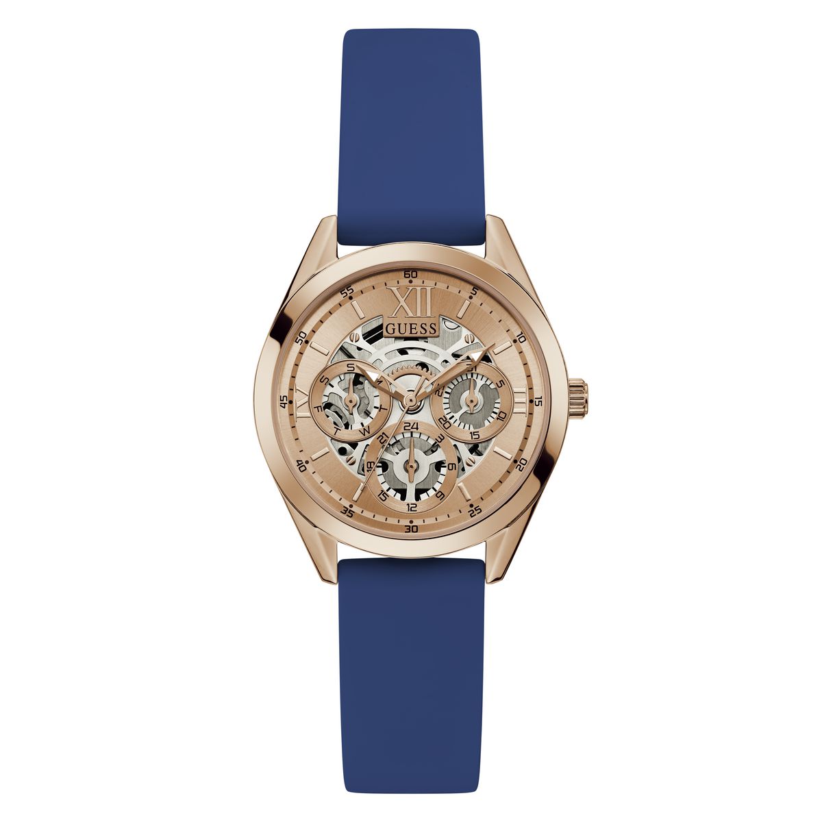 Reloj Guess Mujer Clear Cut. Silicona Azul GW0284L1