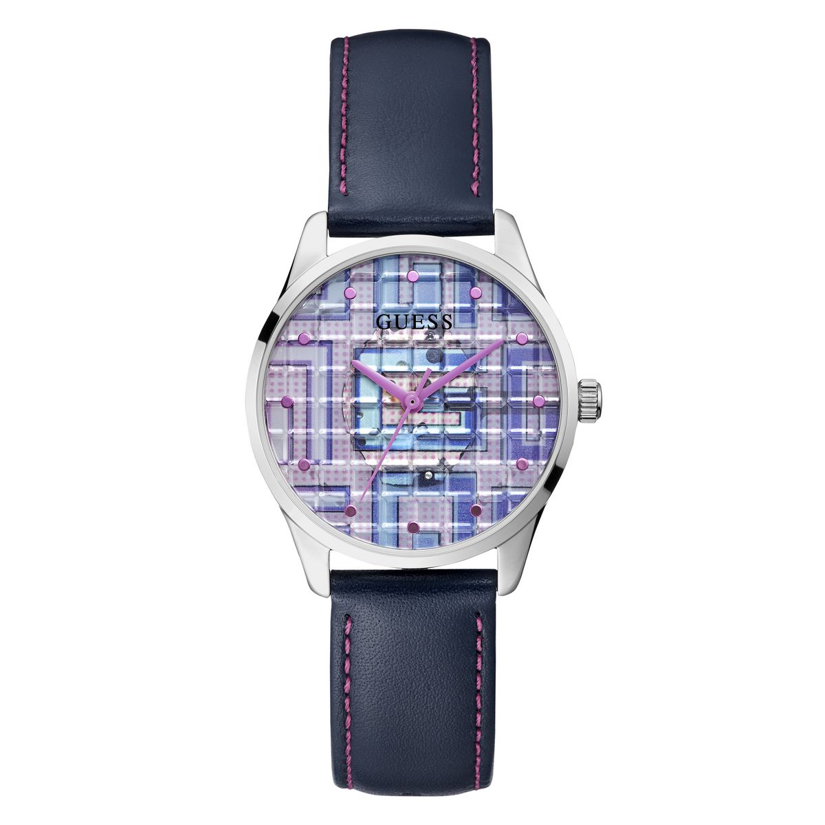 Reloj Guess Mujer Clearly G Block. Cuero Azul GW0480L1