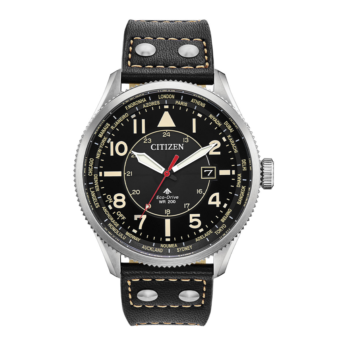 Reloj Citizen Hombre Avion. Cuero Negro BX1010-02E