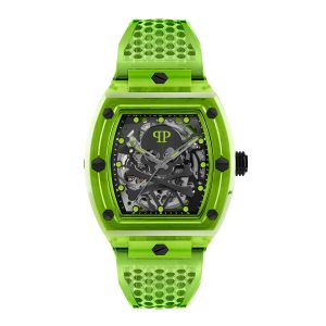 Reloj Philipp Plein Hombre The Skeleton Crystal. Silicona Verde PWPTA0124