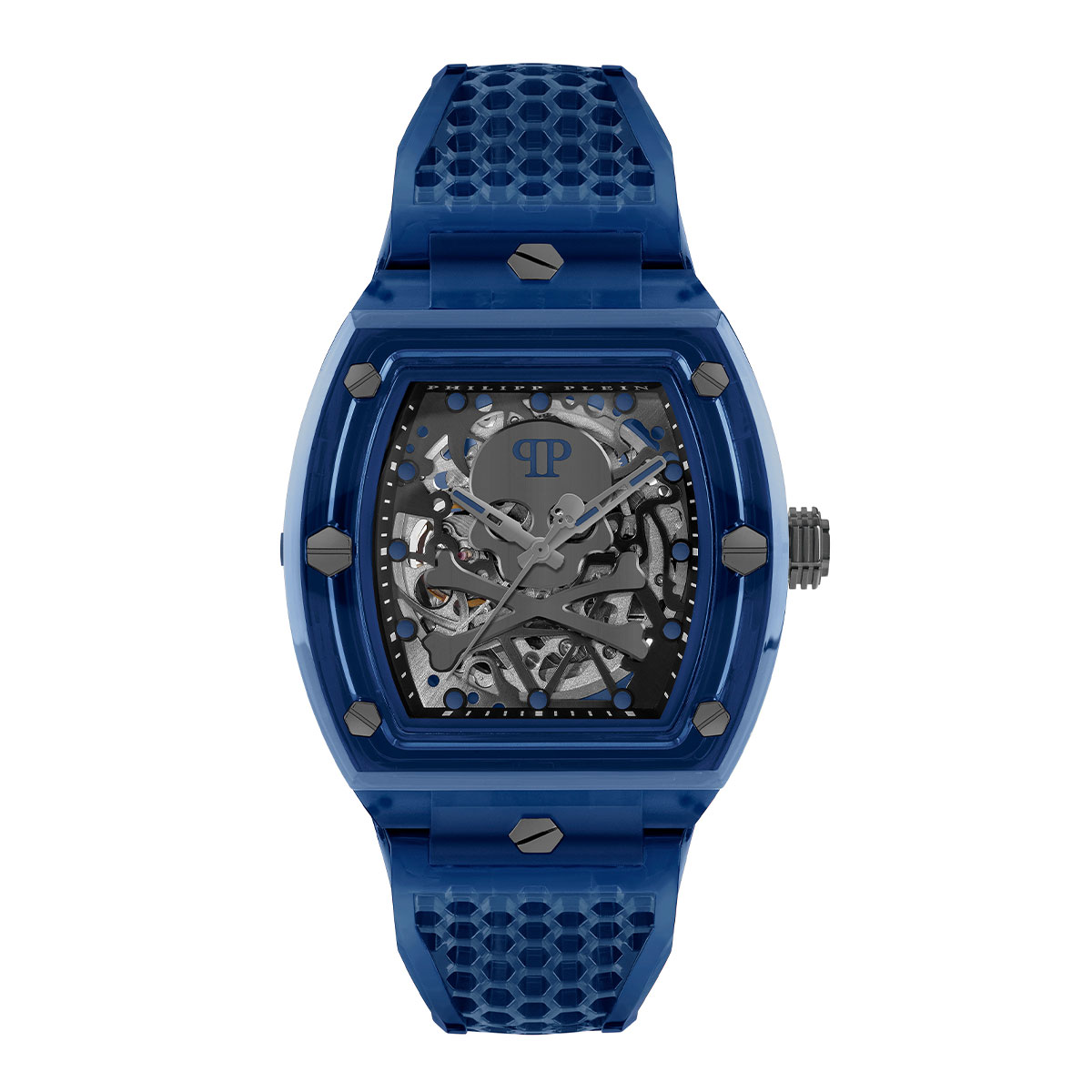 Reloj Philipp Plein Hombre The Skeleton Crystal. Silicona Azul PWPTA0324