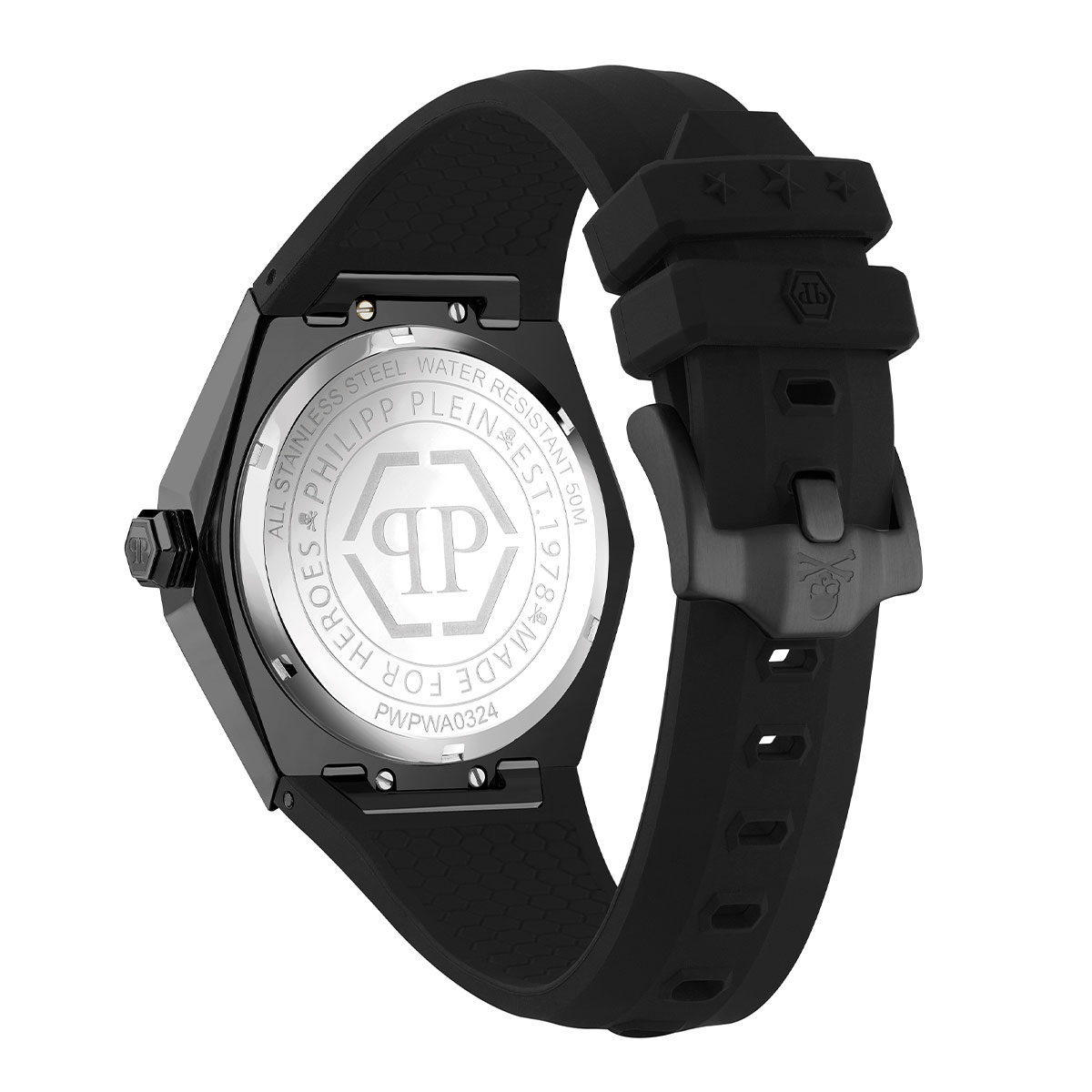 Reloj Philipp Plein Hombre The Skull Spikes. Silicona Negro PWPWA0324 - Imagen 3