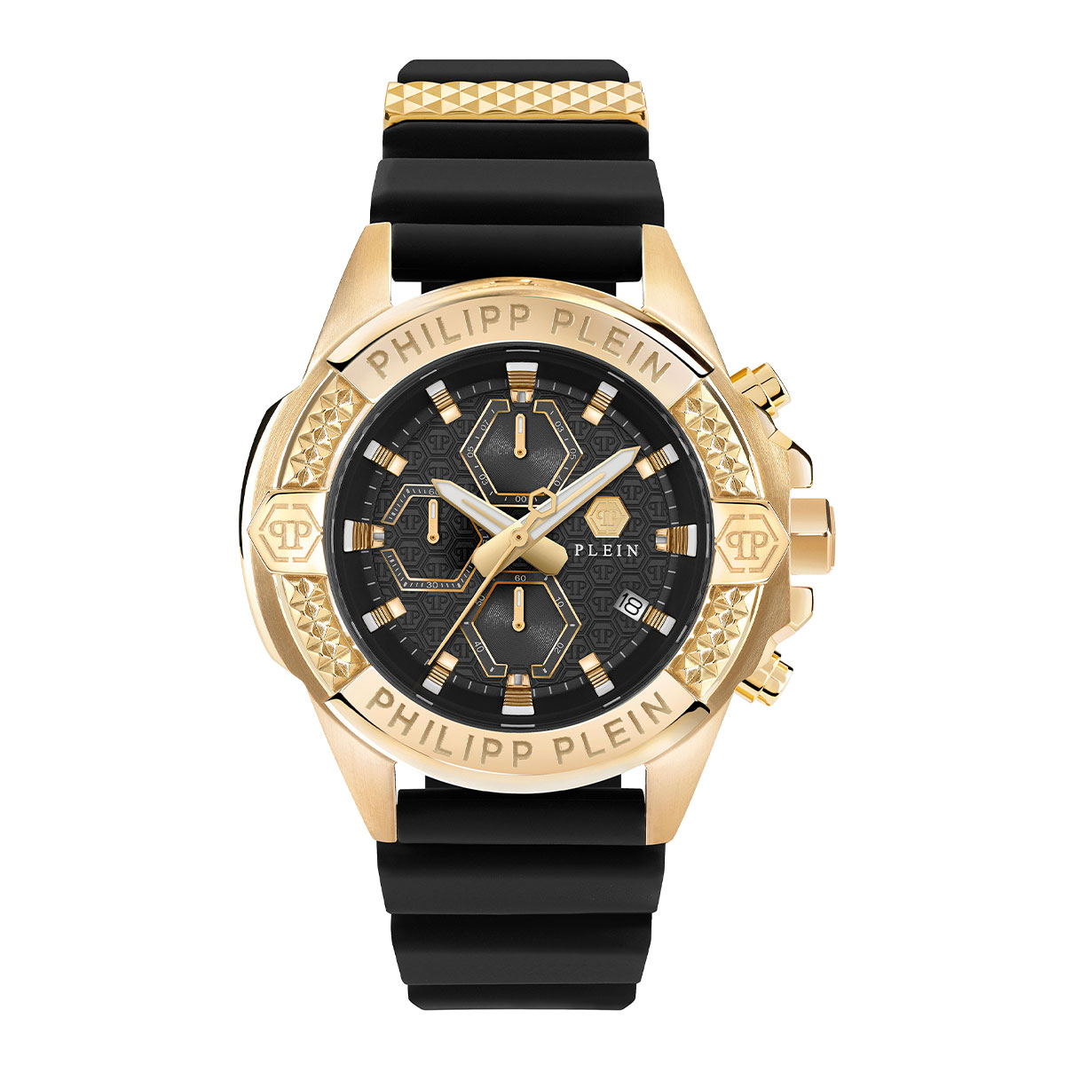 Reloj Philipp Plein Hombre The Skull Chrono. Silicona Negro PWWFA0225