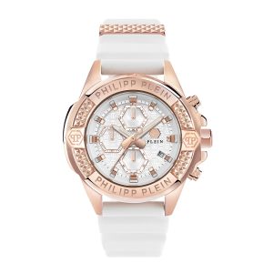 Reloj Philipp Plein Hombre The Skull Chrono. Silicona Blanco PWWFA0325