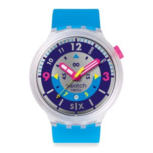 Reloj Swatch Unisex Neon Hielo. Silicona Azul SB01K400