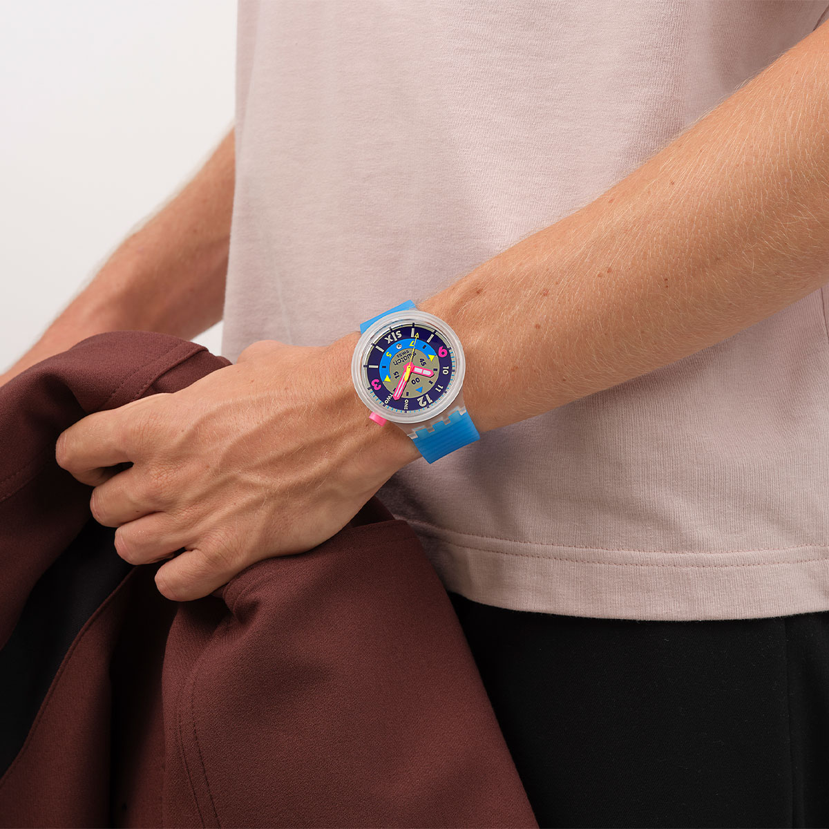 Reloj Swatch Unisex Neon Hielo. Silicona Azul SB01K400 - Imagen 4