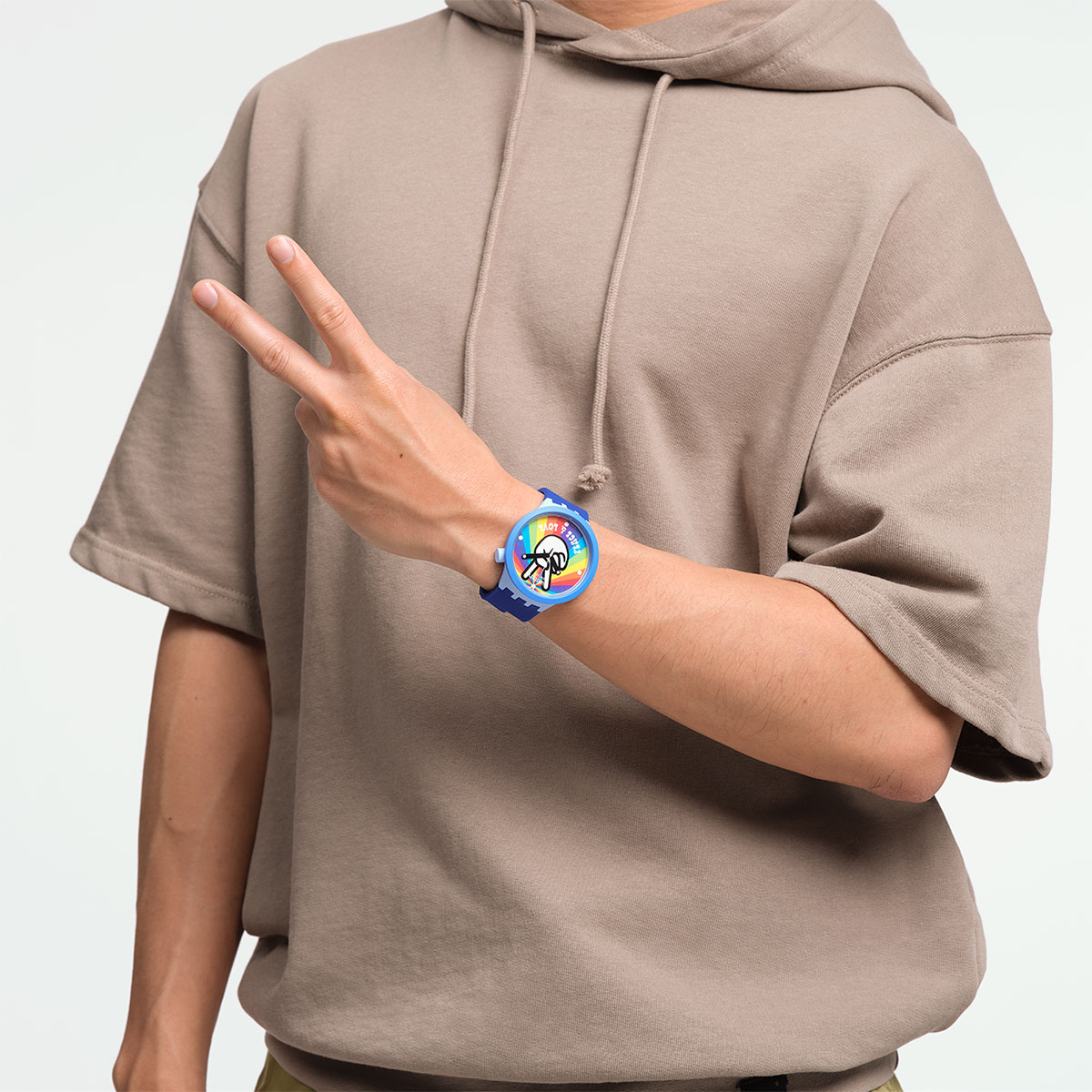 Reloj Swatch Unisex Peace Hand Love. Silicona Azul SB03N105 - Imagen 3