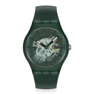 Reloj Swatch Unisex Revealed In The Forest. Polímero Verde SO29G111