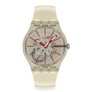 Reloj Swatch Unisex Revealed In The Sand. Polímero Transparente SO29K119