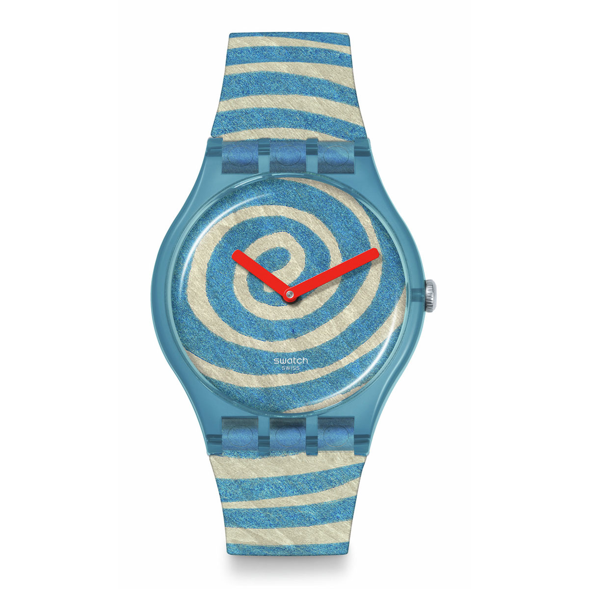 Reloj Swatch Unisex Bourgeois's Spirals. Silicona Azul SUOZ364