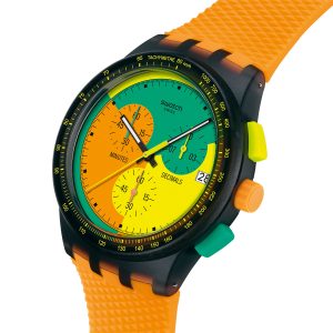 Reloj Swatch Unisex Neon Signal Flag. Silicona Naranja SUSB422