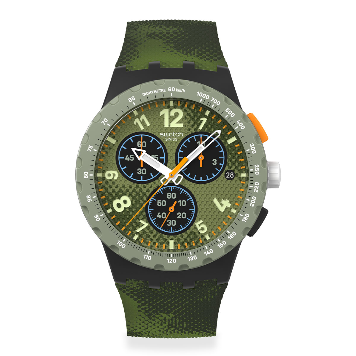 Reloj Swatch Unisex Midday Camo. Silicona Verde SUSB423