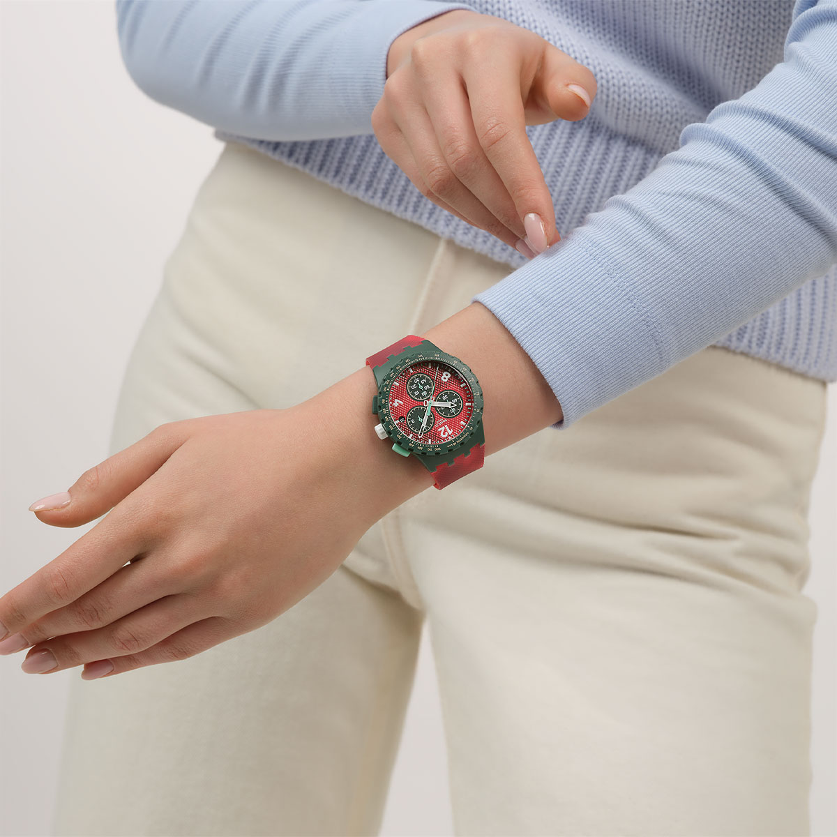 Reloj Swatch Unisex Crimson Foliage. Silicona Rojo SUSG410 - Imagen 4
