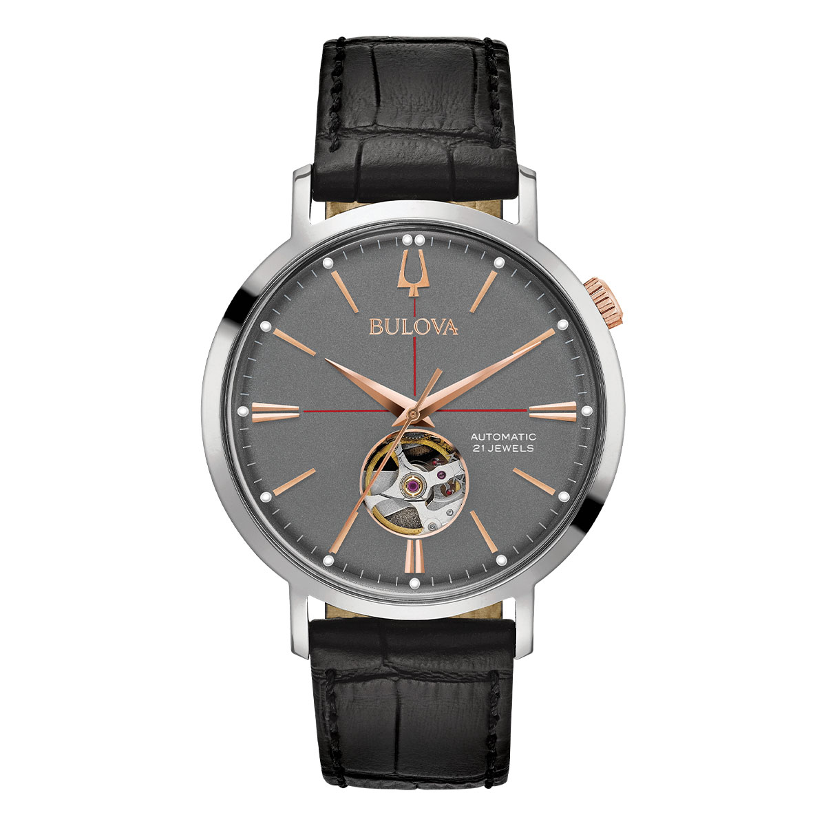 Reloj Bulova Hombre Aerojet. Cuero Negro 98A187
