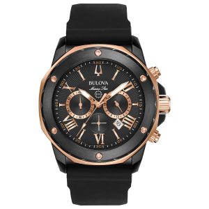 Reloj Bulova Hombre Marine Star. Silicona Negro 98B307