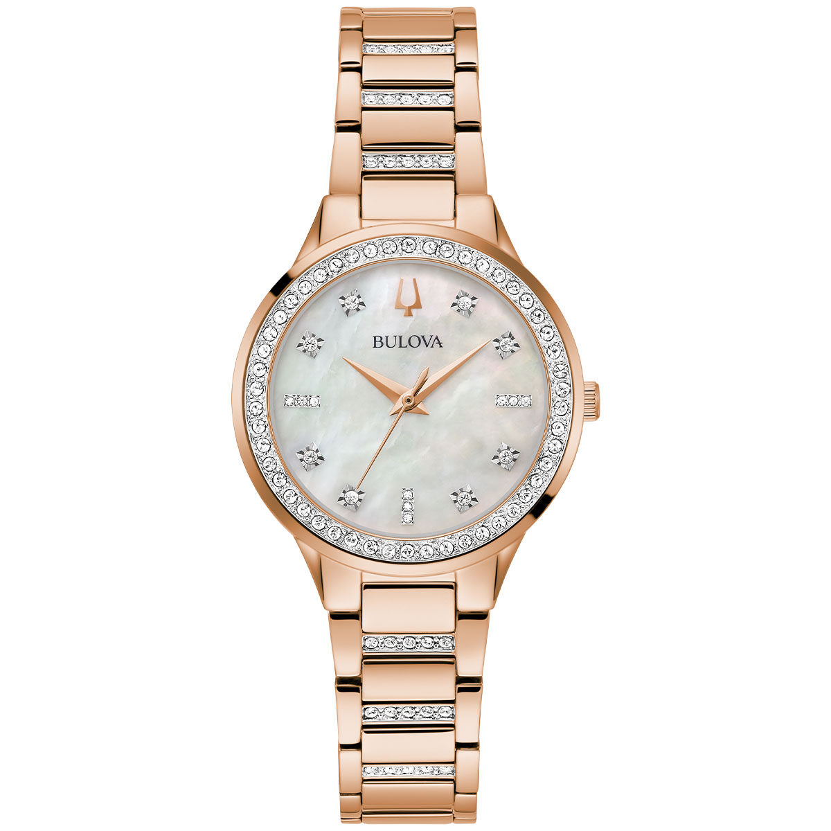 Reloj Bulova Mujer Crystal. Acero Inoxidable Oro Rosa 98X132