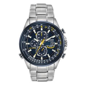 Reloj Citizen Hombre World Chronograph Eco-Drive. Acero Inoxidable Plateado AT8020-54L