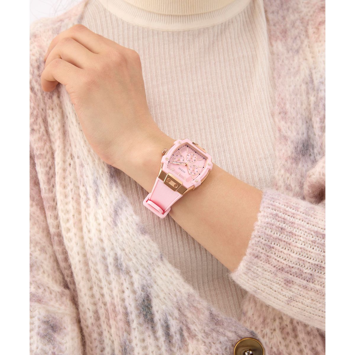 Reloj Guess Mujer Sparkling Pink. Silicona Rosado GW0032L7 - Imagen 4